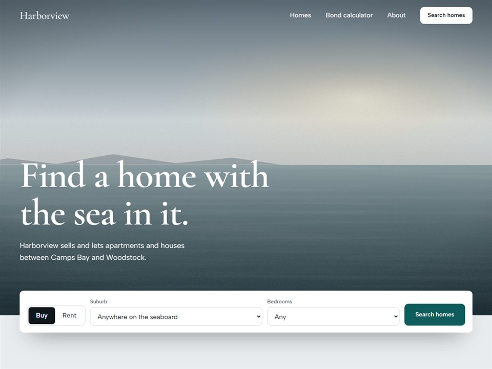 Harborview, a concept estate agency website