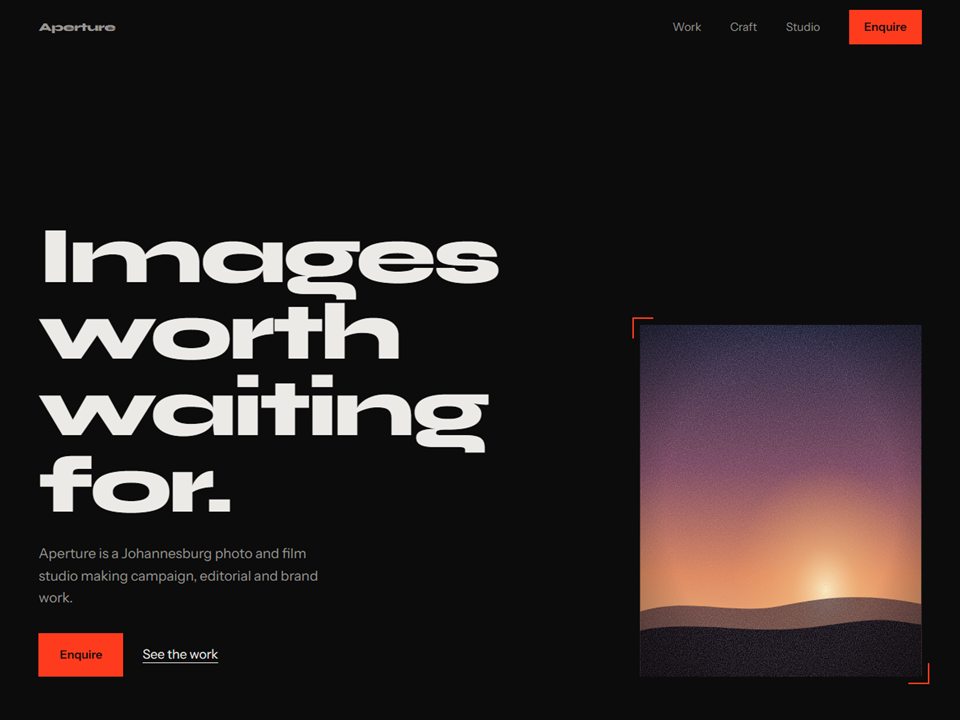 Aperture, a concept website for a photo and film studio